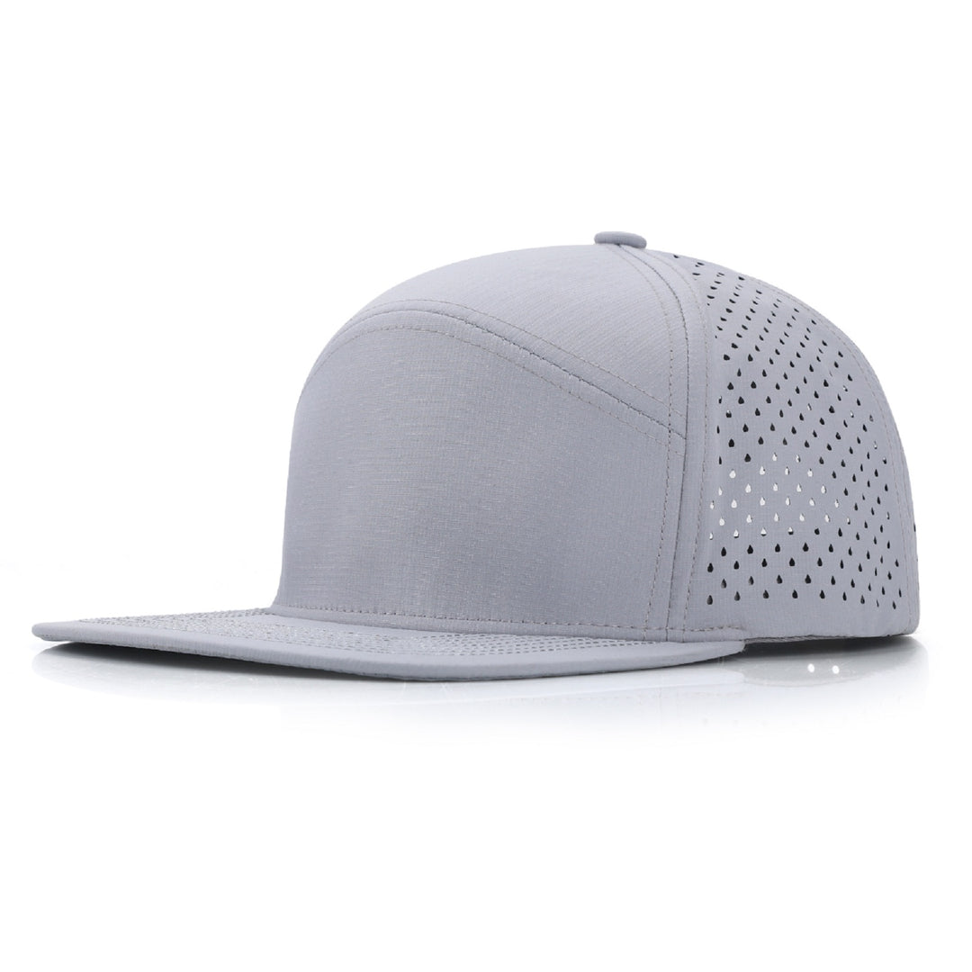 SaltyGrown Grouper Patch Grey 6 Panel Trucker Cap Flat Bill Quick Dry Snapback Hat