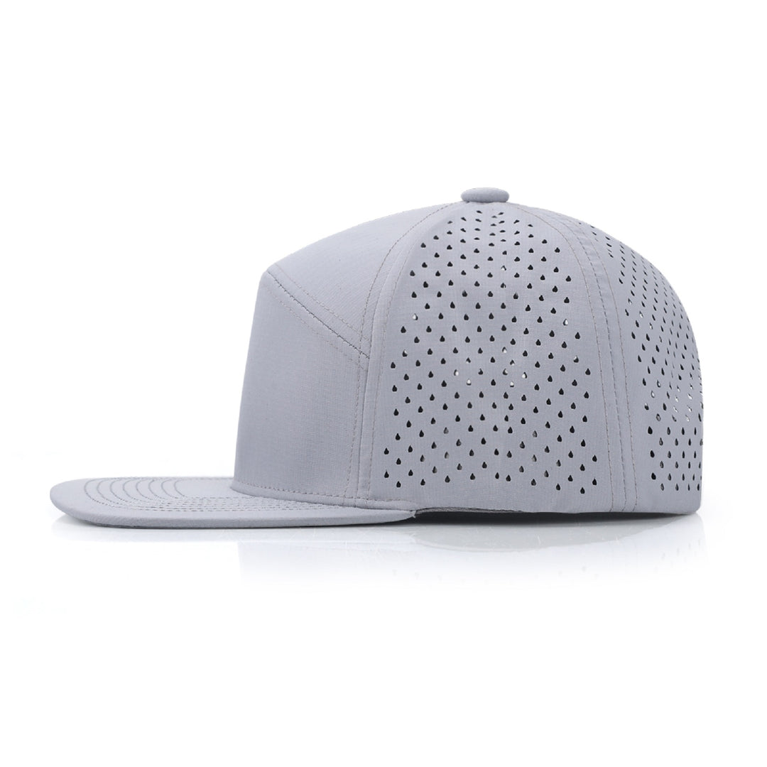 SaltyGrown Grouper Patch Grey 6 Panel Trucker Cap Flat Bill Quick Dry Snapback Hat