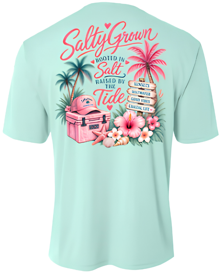 SaltyGrown Kids'/Girls Raised by the Tide Short Sleeve Performance Shirt SaltyGrown