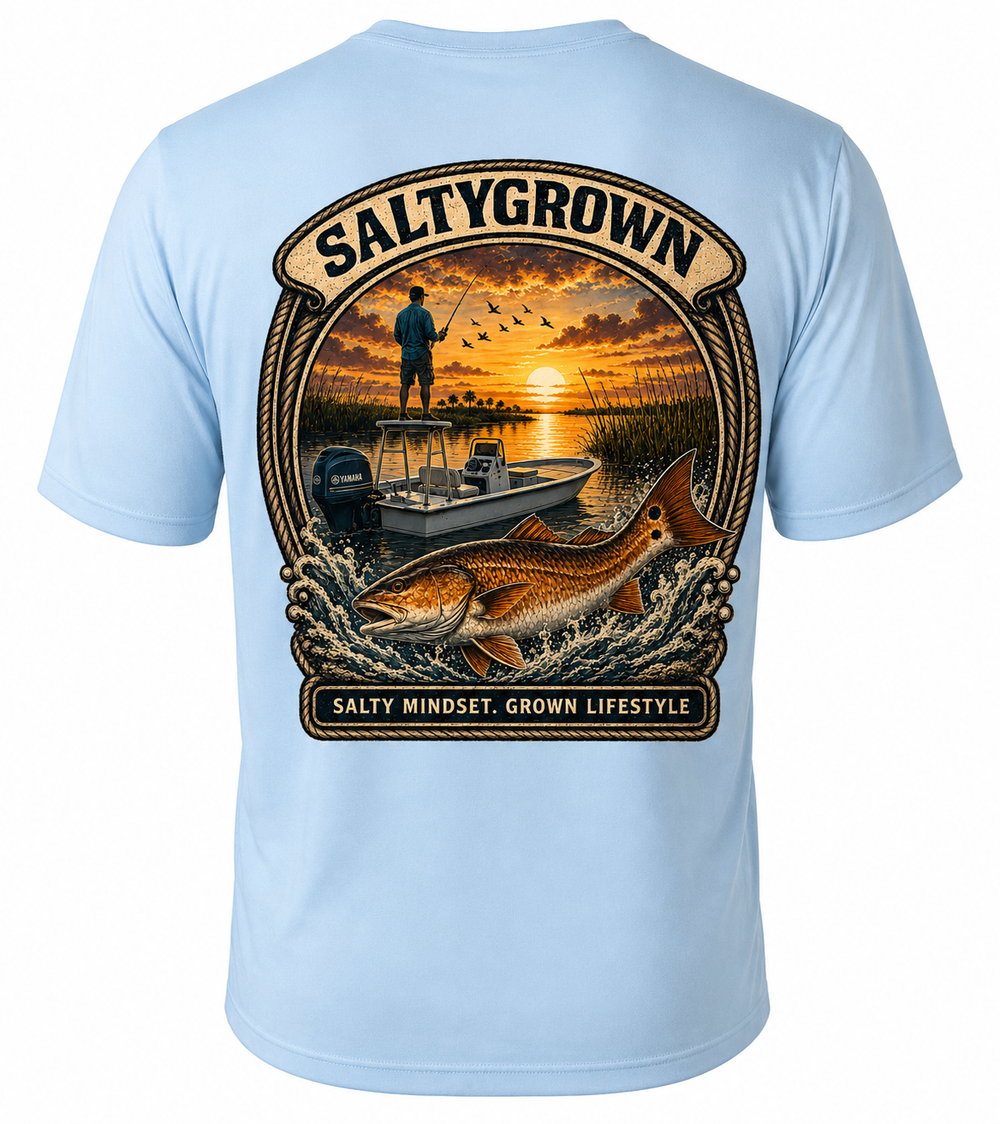 SaltyGrown Men's Redfish Short Sleeve Performance Shirt SaltyGrown