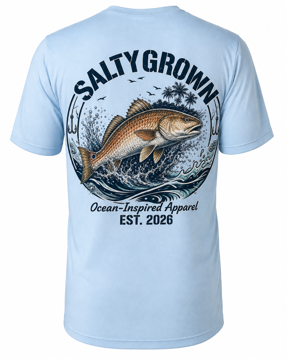SaltyGrown Men's Redfish Short Sleeve Performance Shirt SaltyGrown