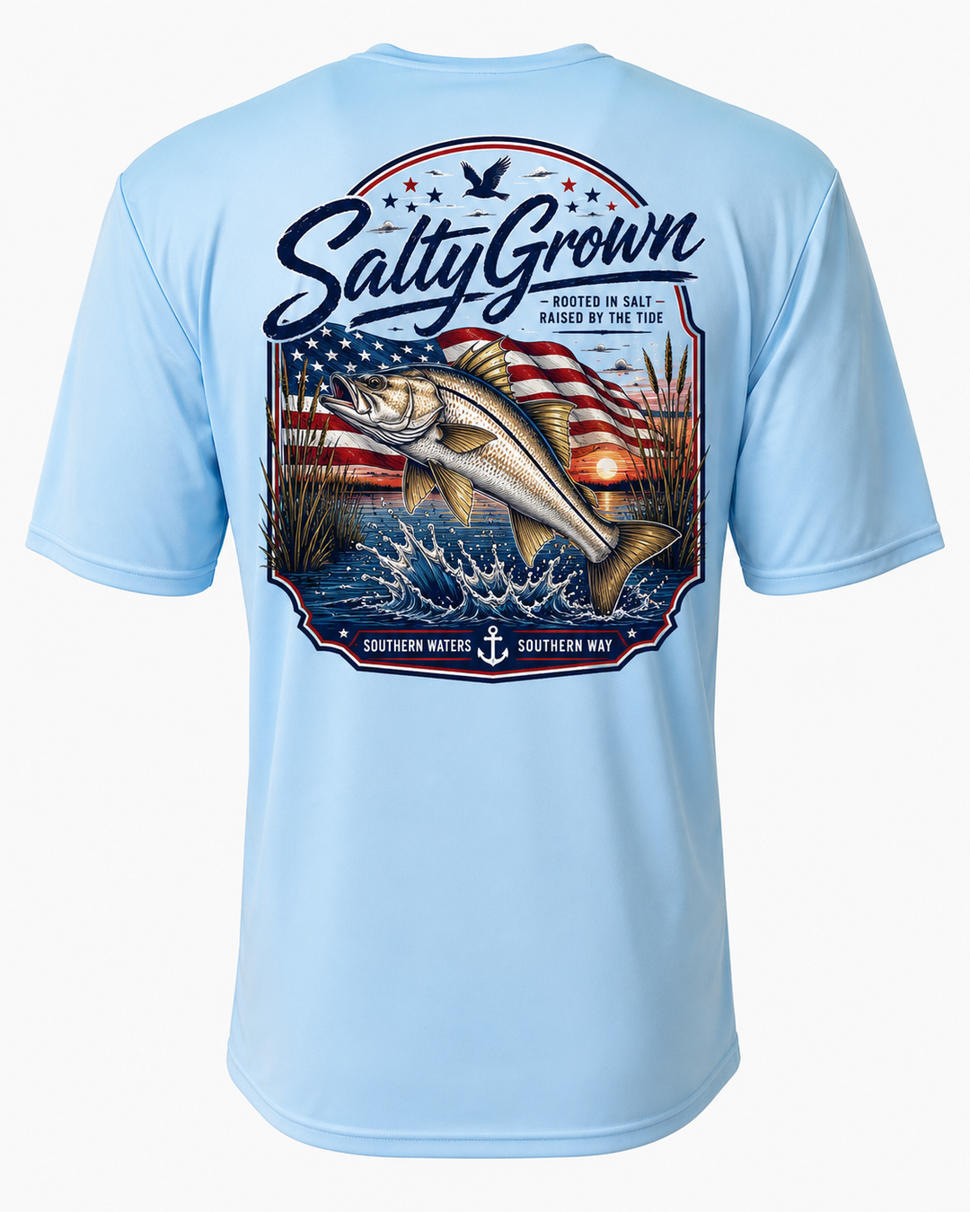 SaltyGrown Men's USA Snook Short Sleeve Performance Shirt SaltyGrown