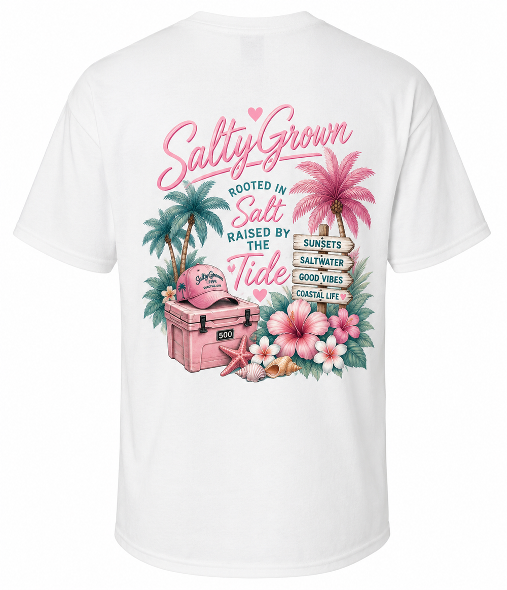 SaltyGrown Kids'/Girls Raised by the Tide Short Sleeve Cotton Shirt SaltyGrown
