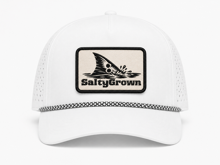 White Rope 5 Panel Quick Dry Snapback Cap