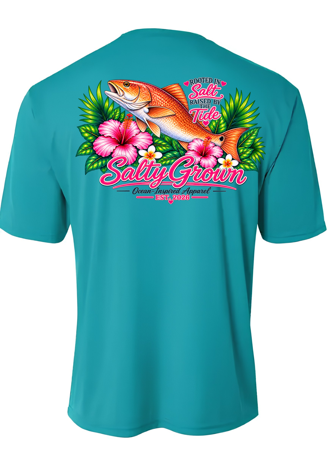 SaltyGrown Kids'/Girls Redfish Short Sleeve Performance Shirt SaltyGrown