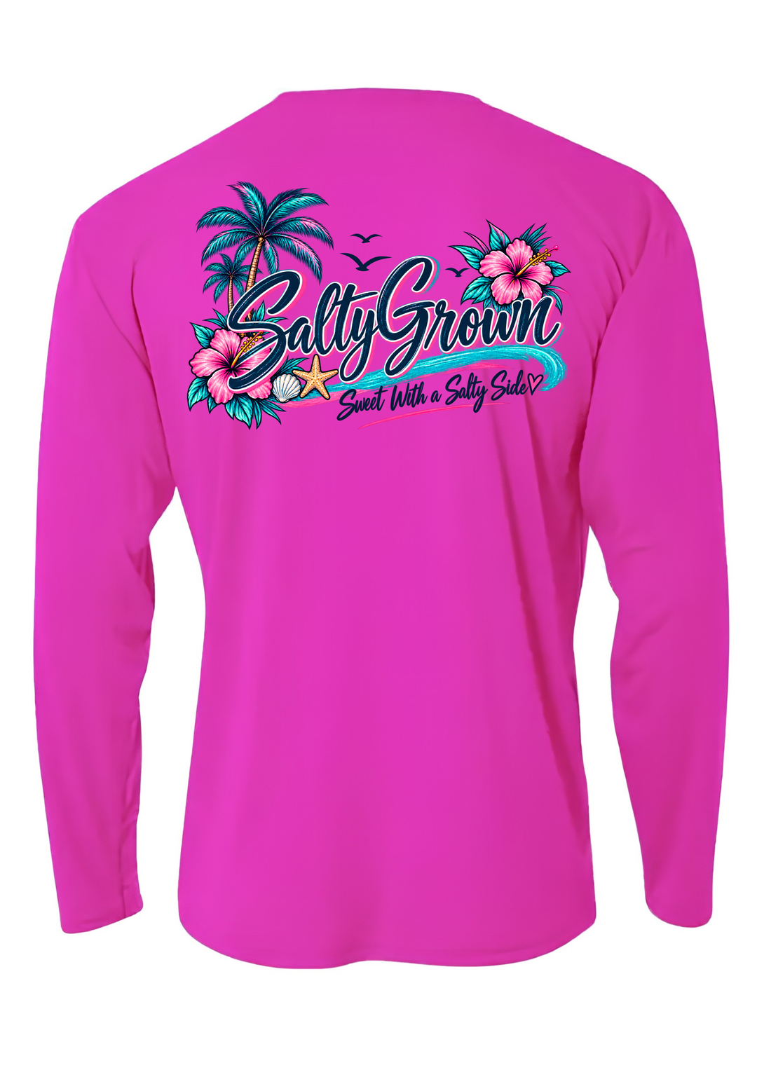 SaltyGrown Kids'/Girls Sweet with a Salty Side Long Sleeve Performance Shirt SaltyGrown