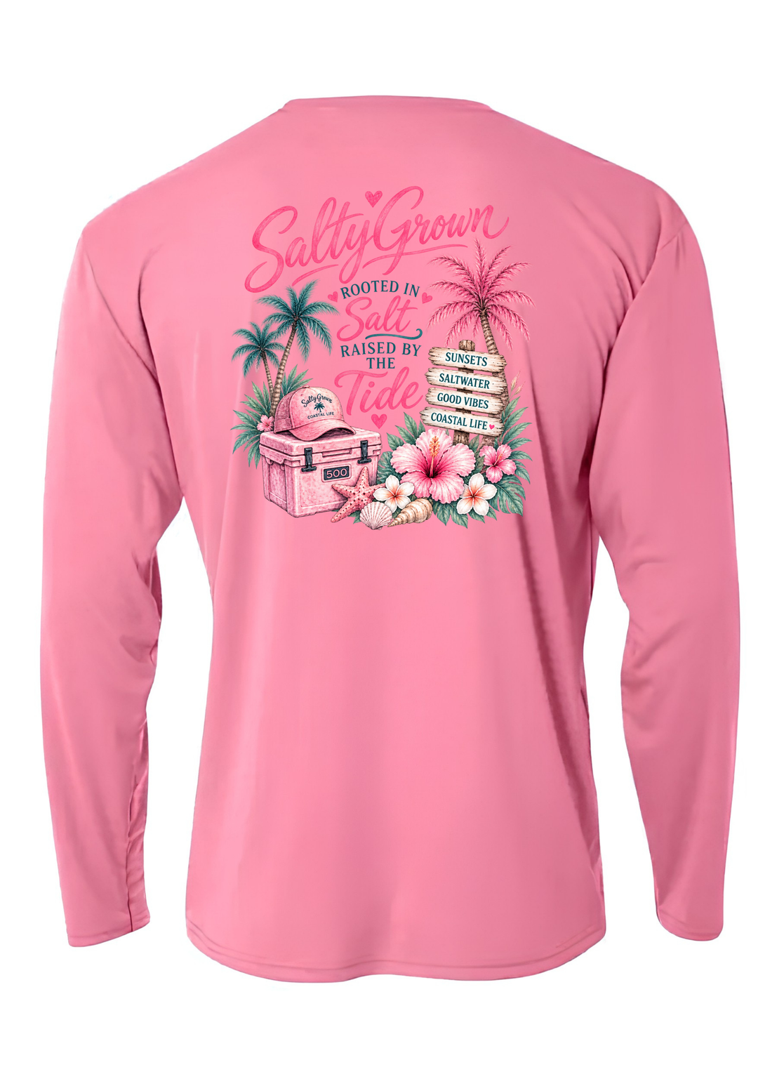 SaltyGrown Kids'/Girls Raised by the Tide Long Sleeve Performance Shirt SaltyGrown