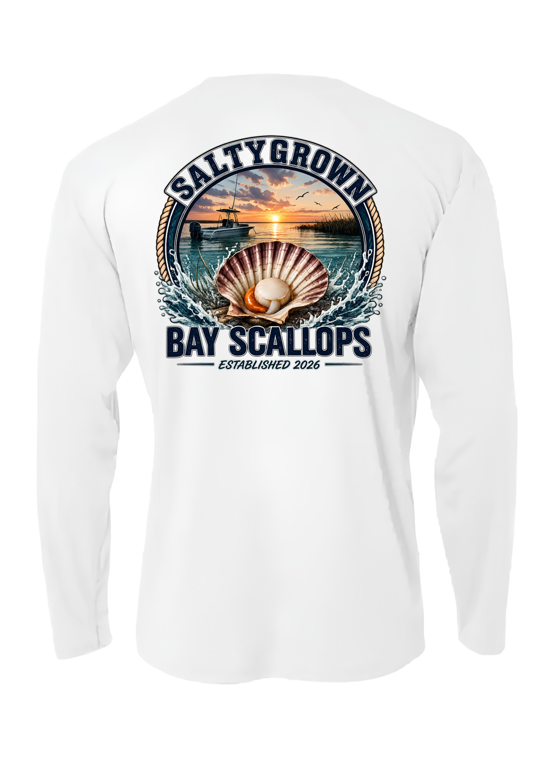SaltyGrown Kids' Scallop Long Sleeve Performance Shirt SaltyGrown