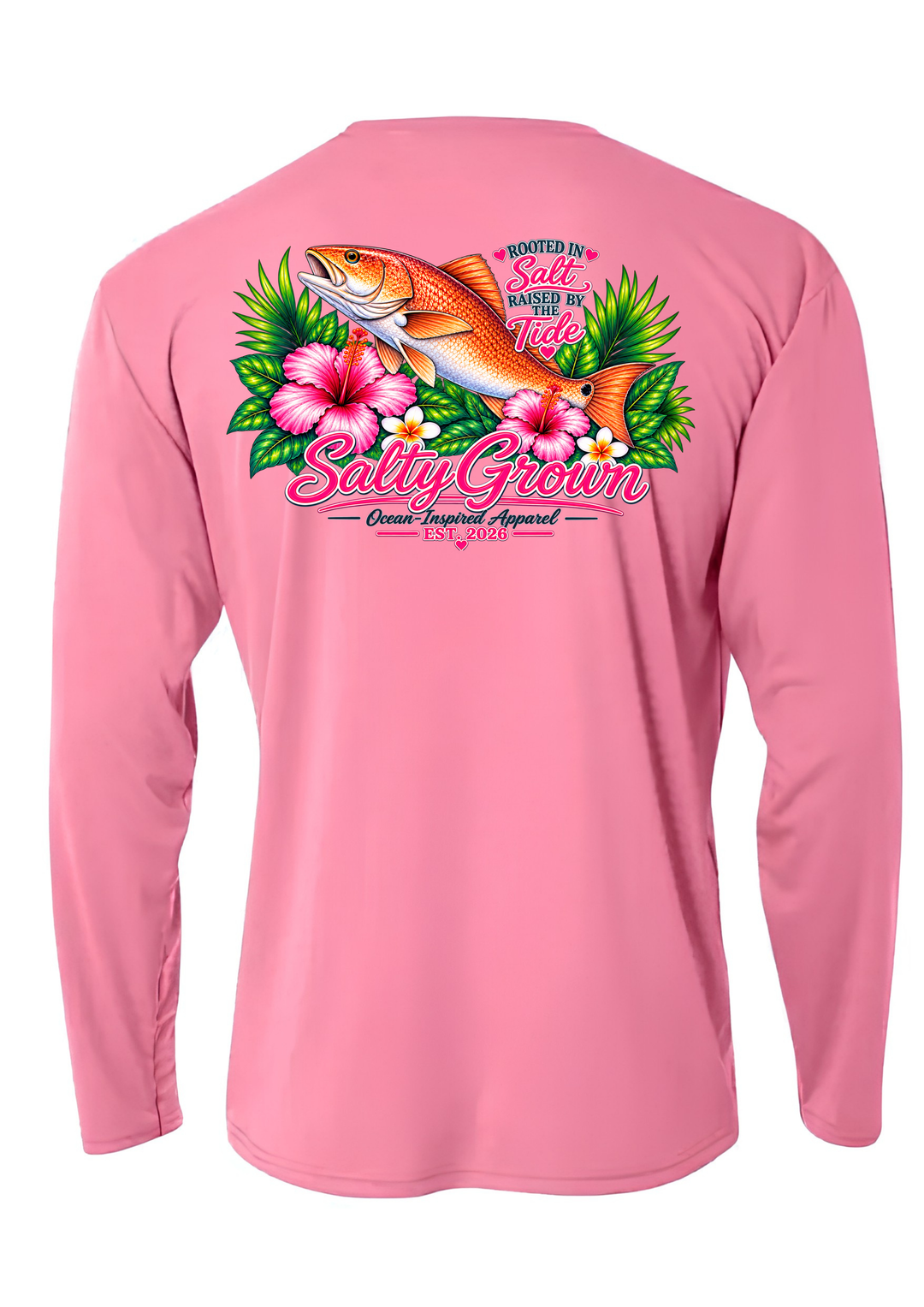 SaltyGrown Kids'/Girls Redfish Long Sleeve Performance Shirt SaltyGrown