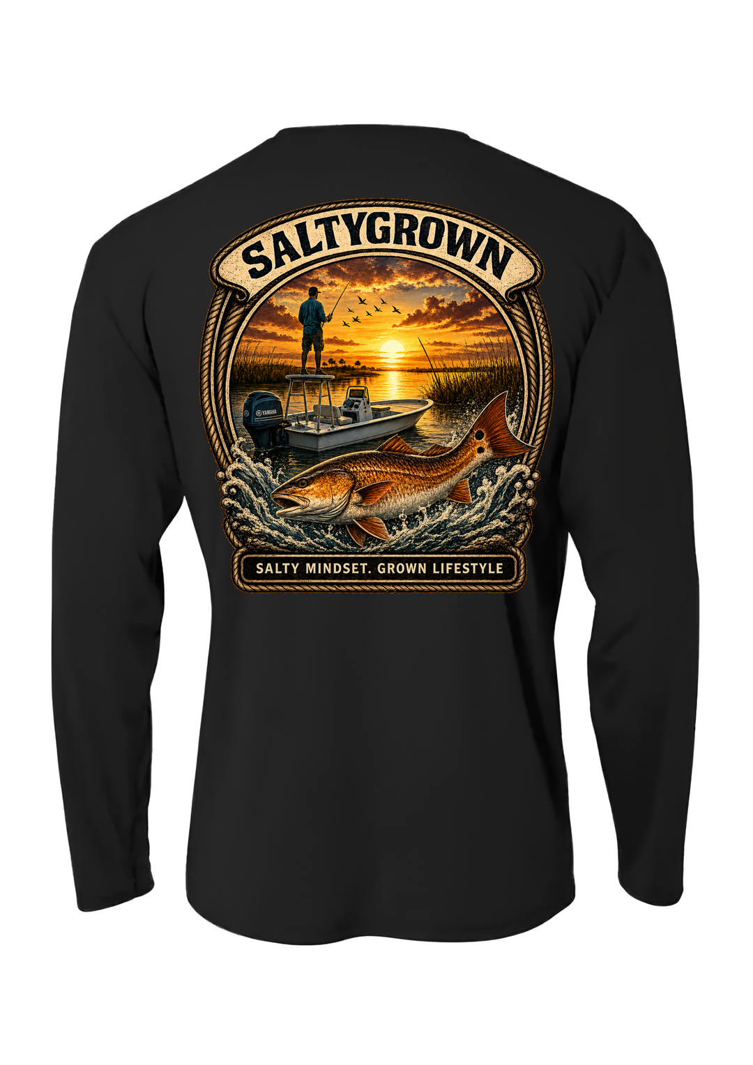 SaltyGrown Men's Redfish Long Sleeve Performance Shirt SaltyGrown