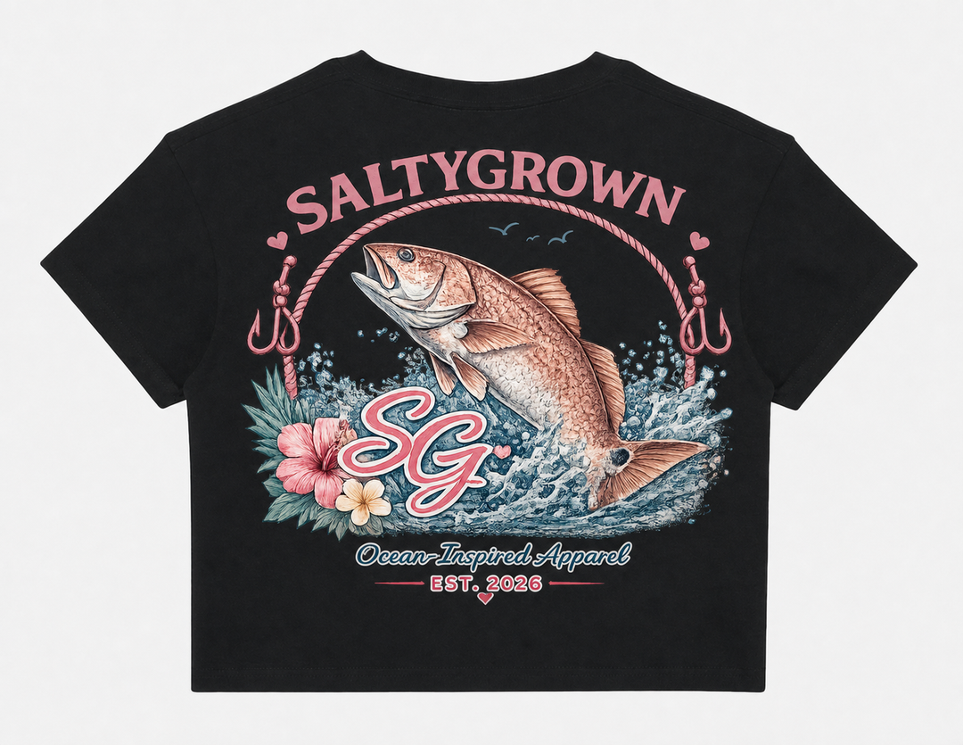 SaltyGrown Women's Redfish Cotton Crop Top SaltyGrown