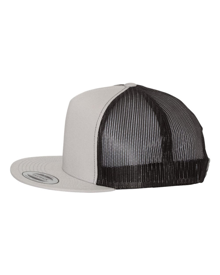 Silver/Black 5 Panel High-Profile Flat Bill Snapback