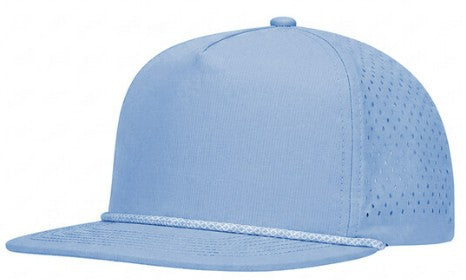 Sky Blue 5 Panel Flat Brim Rope Snapback Cap