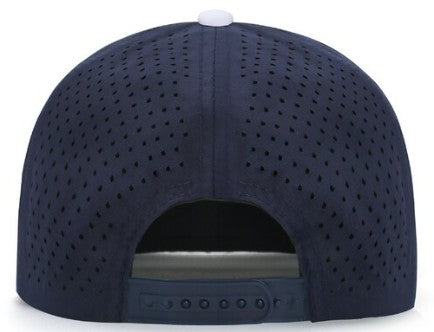 White/ Navy 6 Panel Flat Bill Trucker Snapback