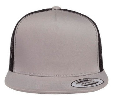 Silver/Black 5 Panel High-Profile Flat Bill Snapback