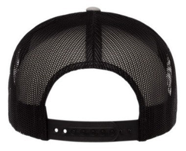 Silver/Black 5 Panel High-Profile Flat Bill Snapback
