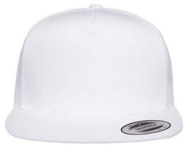 White 5 Panel High-Profile Flat Bill Snapback